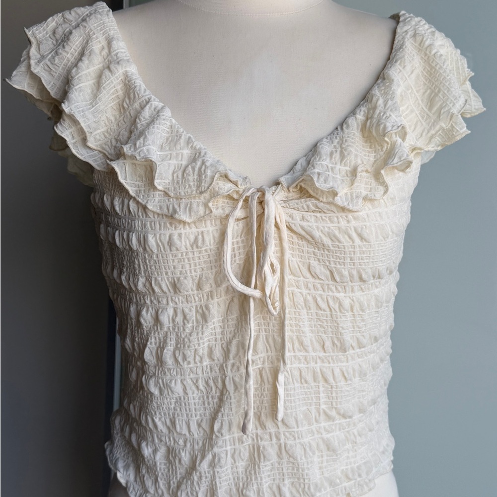 Free people ruffle ivory top